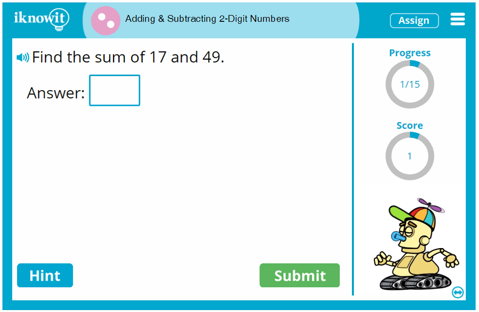 Second Grade Adding or Subtracting Two-Digit Numbers Activity