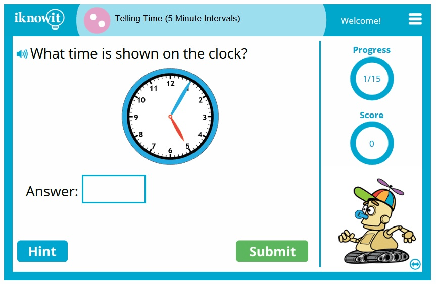 2nd Grade Telling Time Nearest 5 Minutes Game