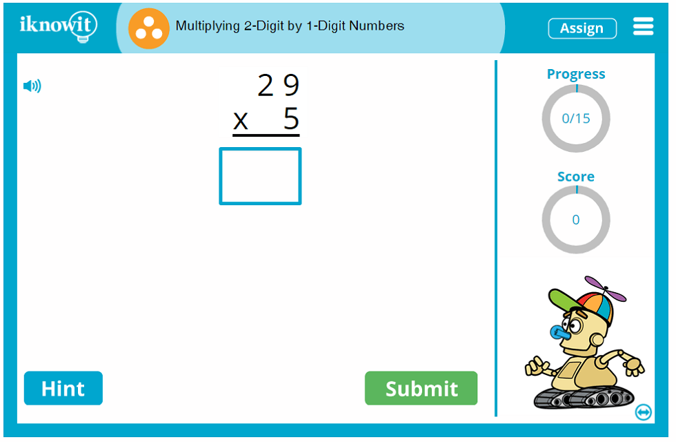 3rd Grade Multiplication 2-Digit by 1-Digit Numbers Game