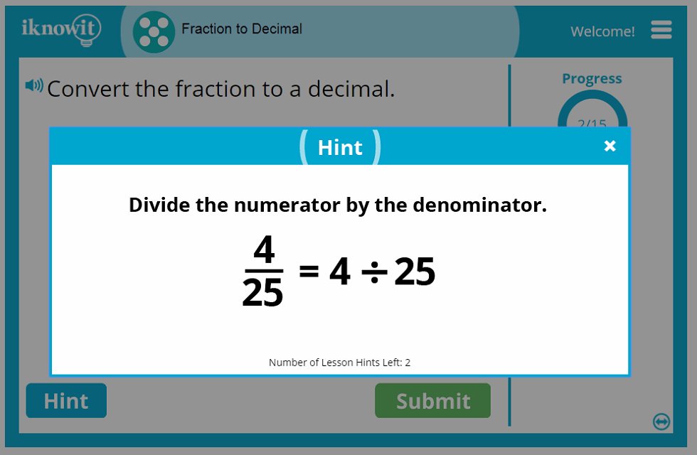 Fifth Grade Changing Fractions to Decimals Game