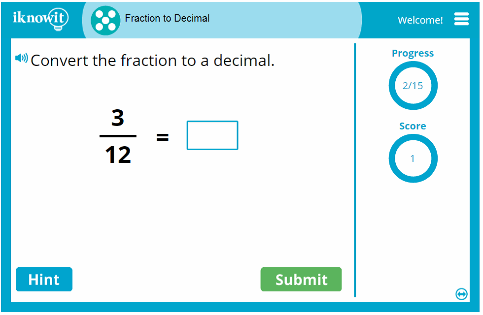 5th Grade Converting Fractions to Decimals Game
