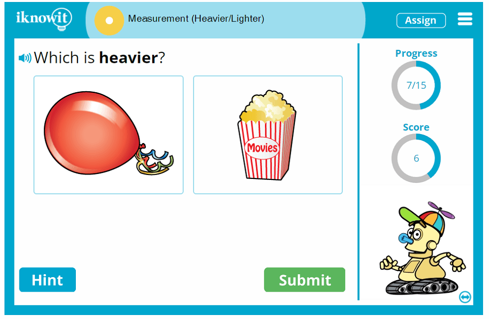 1st Grade Measure Heavier and Lighter Items Game