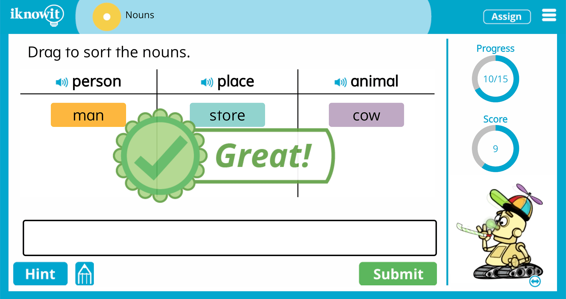 1st Grade Common Nouns Online Learning Activity