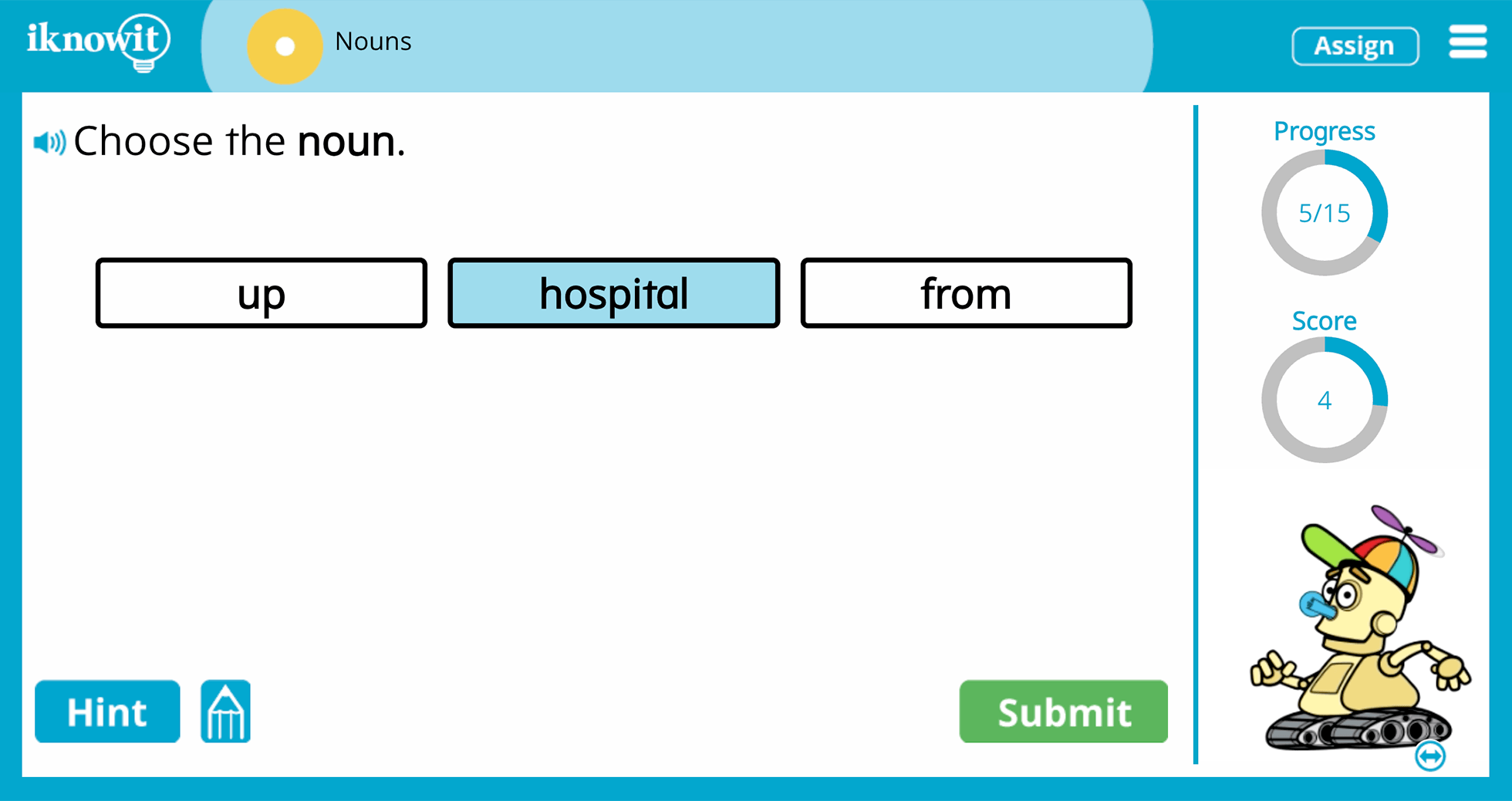 1st Grade Common Nouns Online Learning Game