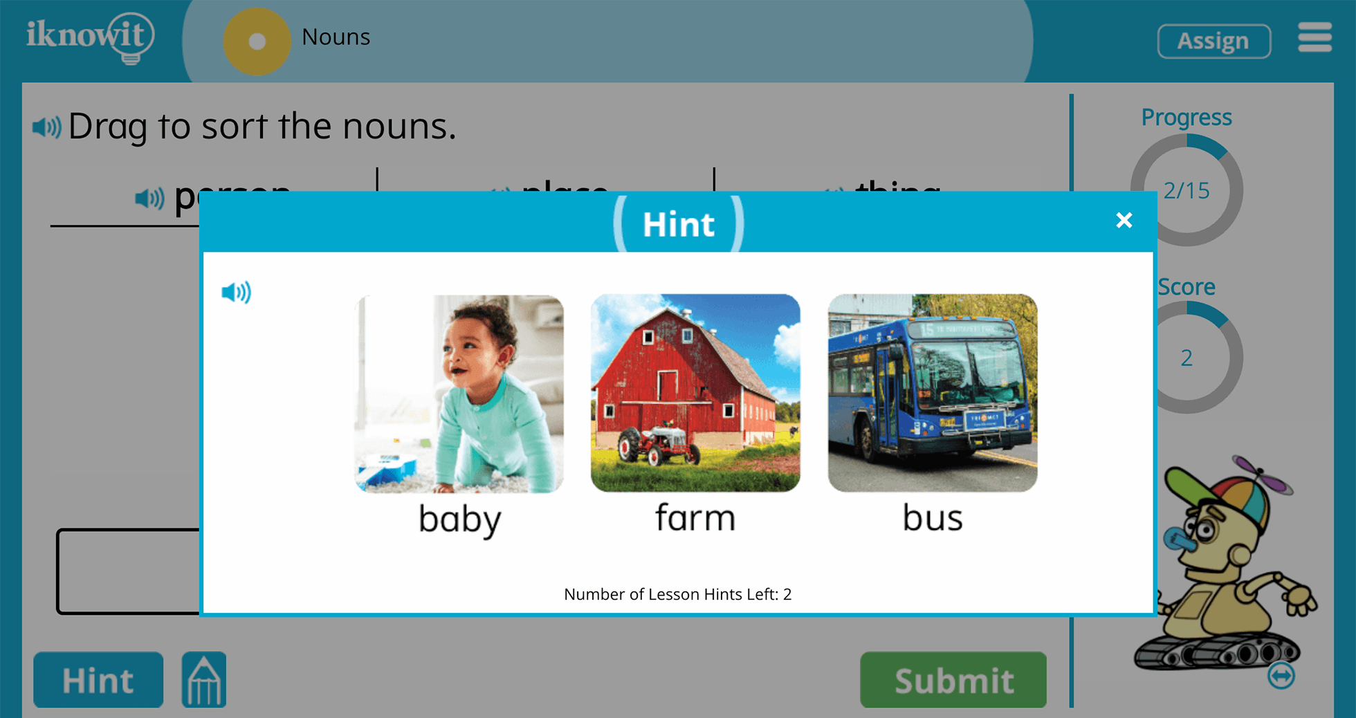 First Grade Teaching Common Nouns Interactive Lesson