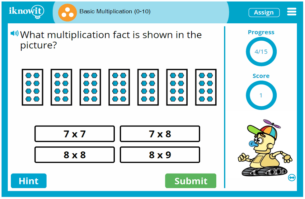 Third Grade Basic Multiplying up to Ten Game
