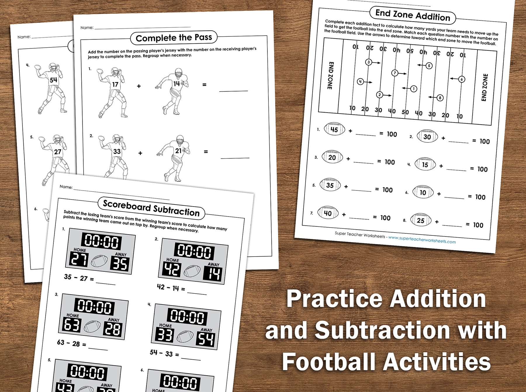 Football Addition and Subtraction Games