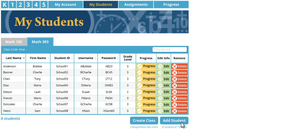 step three: add the student