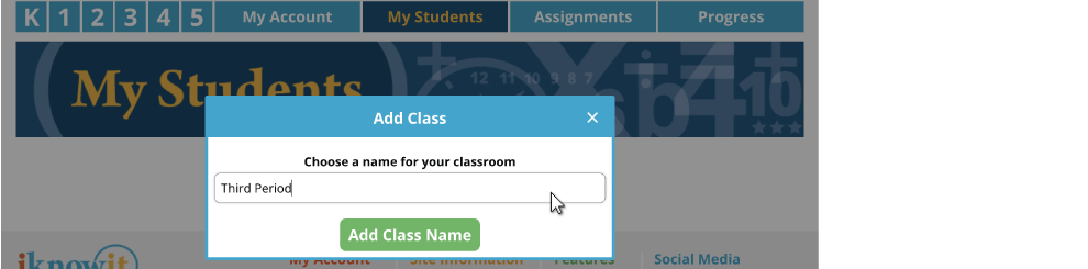 step three: choose class name