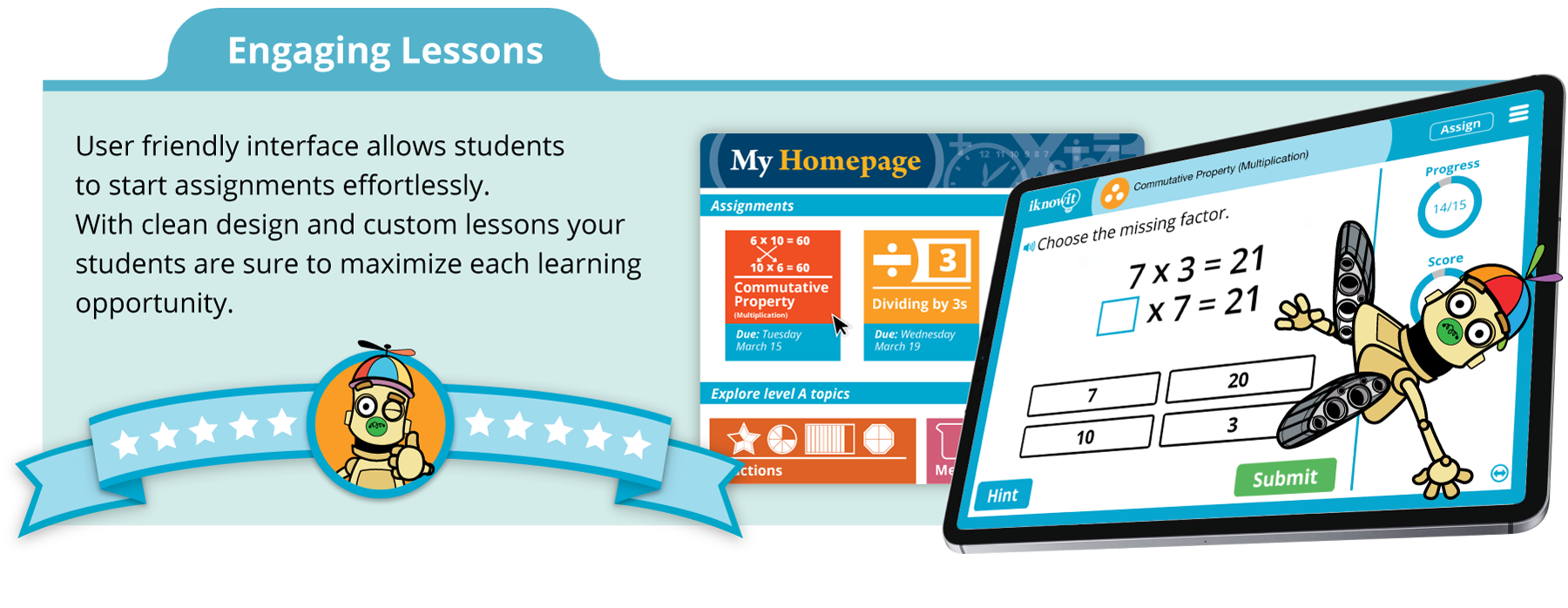 User friendly interface allows students to start assignments effortlessly.
