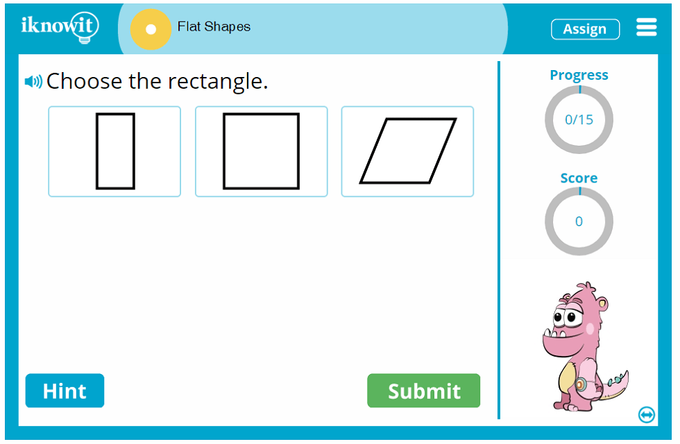 First Grade Identify Flat Two-Dimensional Shapes Game