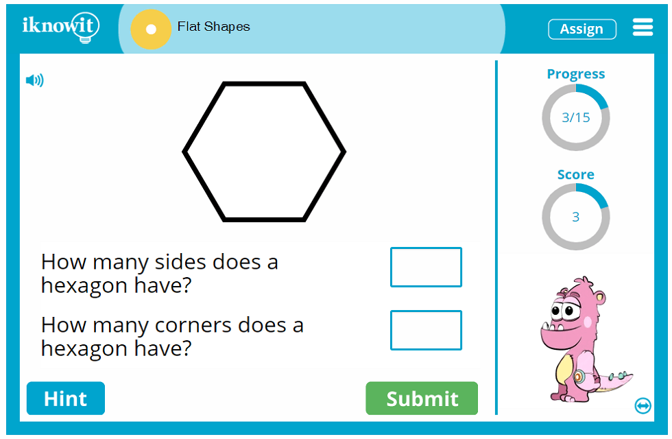 1st Grade Learn Geometric Flat 2d Shapes Game