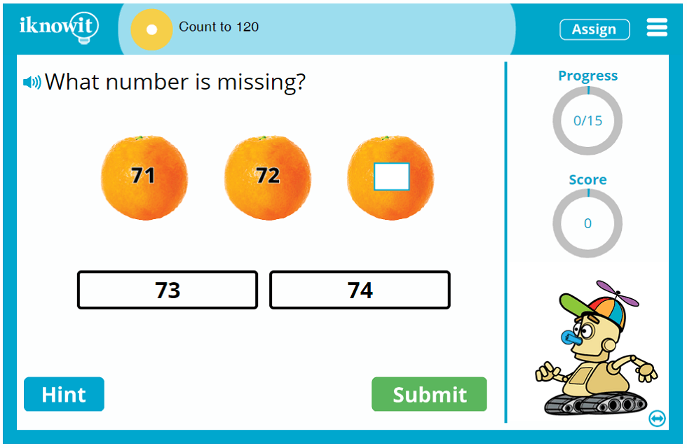 1st Grade Count-up-to-120 Game