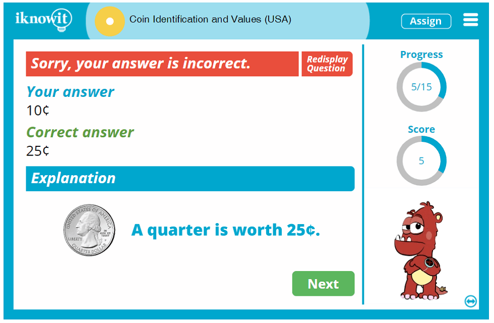 1st Grade Coin Identification and Values Activity