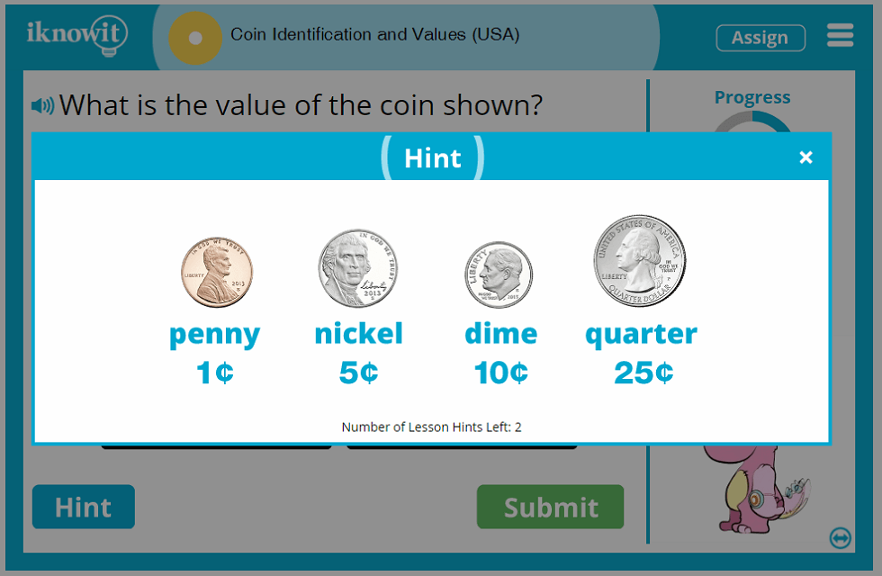 1st Grade Coin Identification and Values Lesson