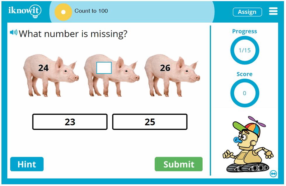 1st Grade Counting to 100 Game