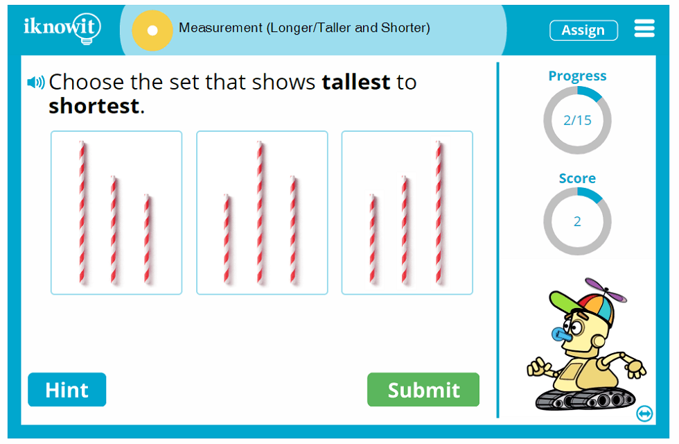 1st Grade Measurement Longer Taller Shorter Game