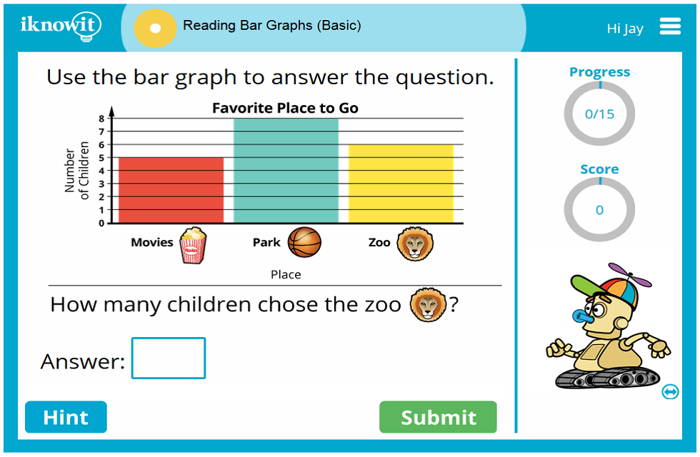 1st Grade Reading Bar Graph Basic Game