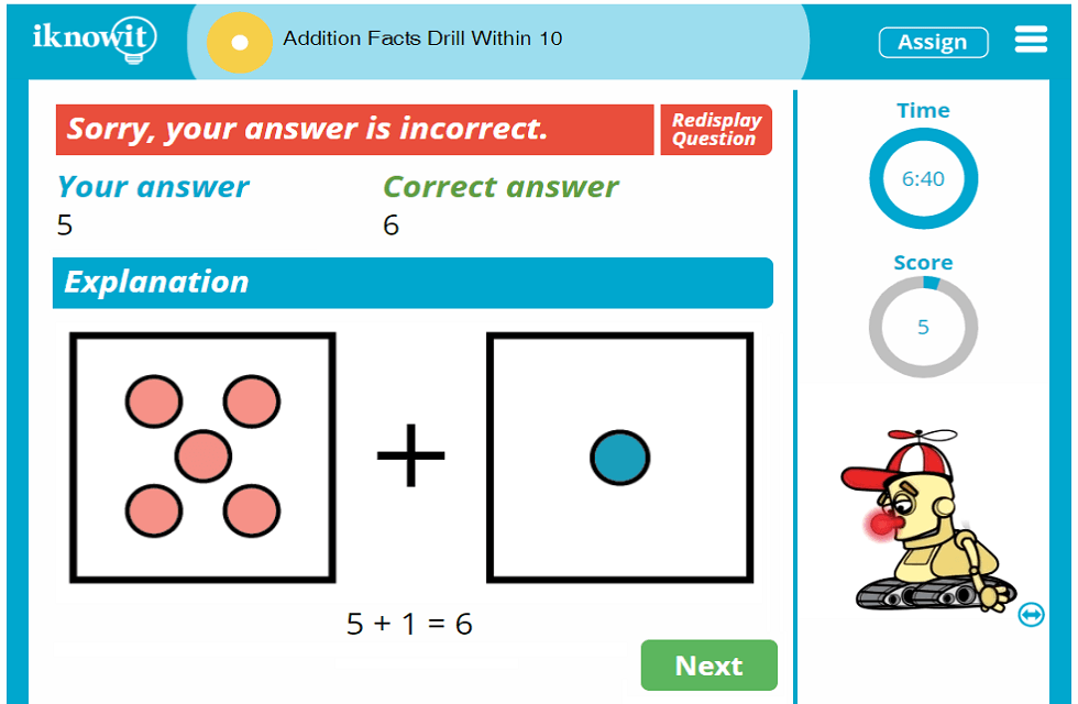 1st Grade Addition Fact Drill up to 10 Activity