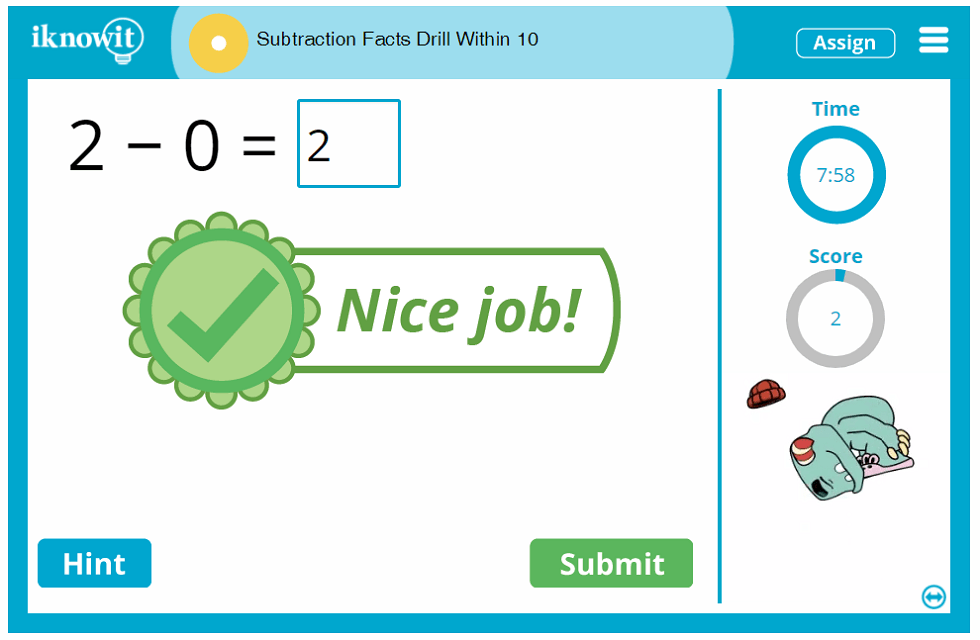 First Grade Subtracting Speed Practice to Ten Lesson