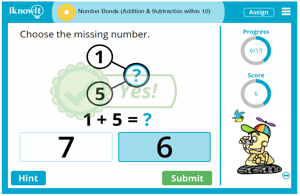 First Grade Add Subtract Within Ten Using Number Bonds Lesson