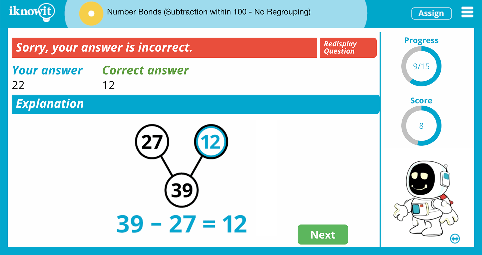 1st Grade Number Bonds Subtraction Within 100 No Regrouping Online Learning Game