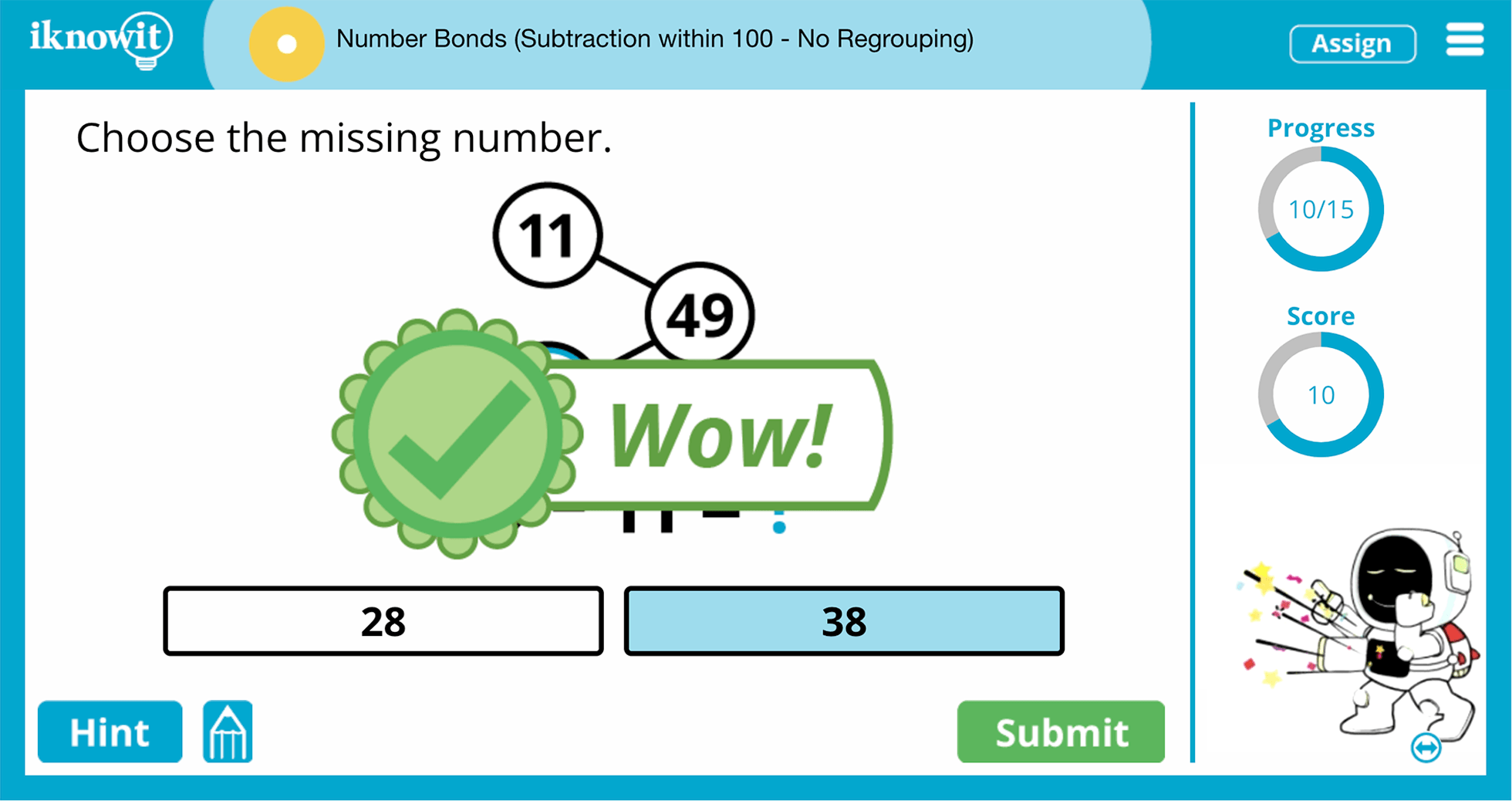1st Grade Number Bonds Subtraction Within 100 No Regrouping Online Learning Lesson