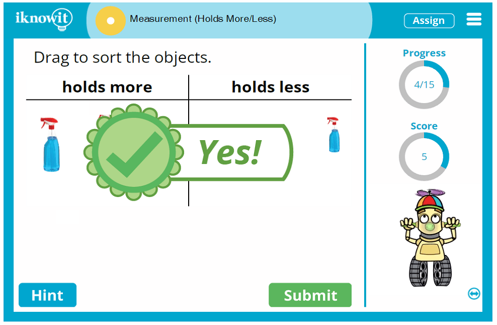 First Grade Measure Capaacity Determine Which Holds More Less Lesson