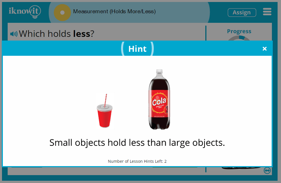 1st Grade Measure Holding More or Less Comparison Lesson