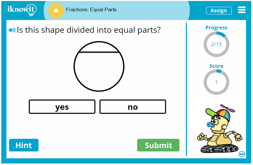 First Grade Comparing Equal and Unequal Fractions Activity