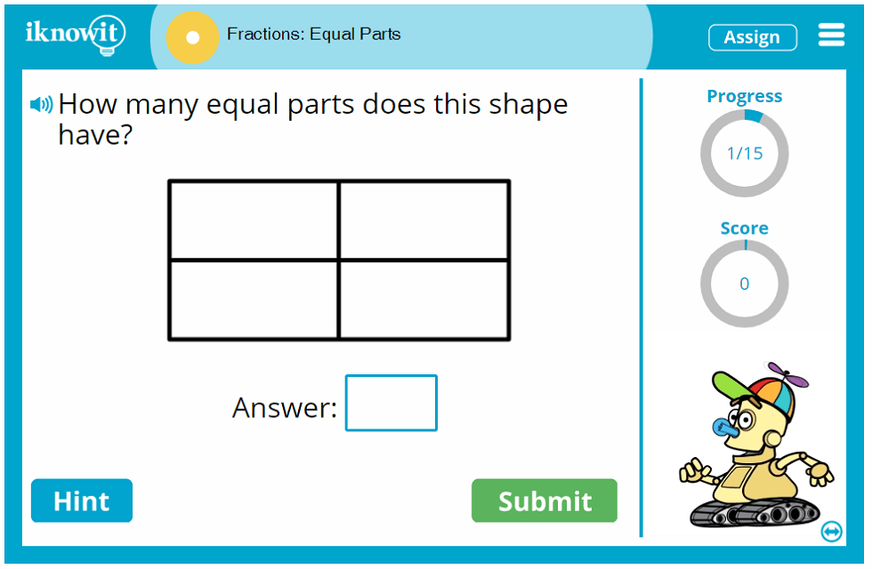 First Grade Comparing Equal and Unequal Fractions Game