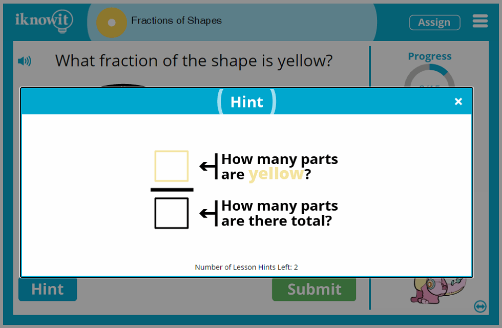 1st Grade Fractions of Shapes Lesson