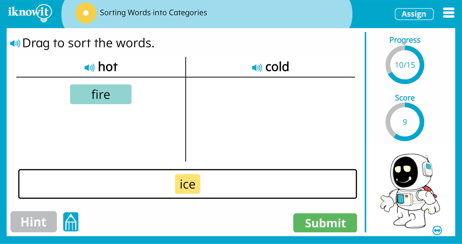 First Grade sorting words into categories practice interactive Activity