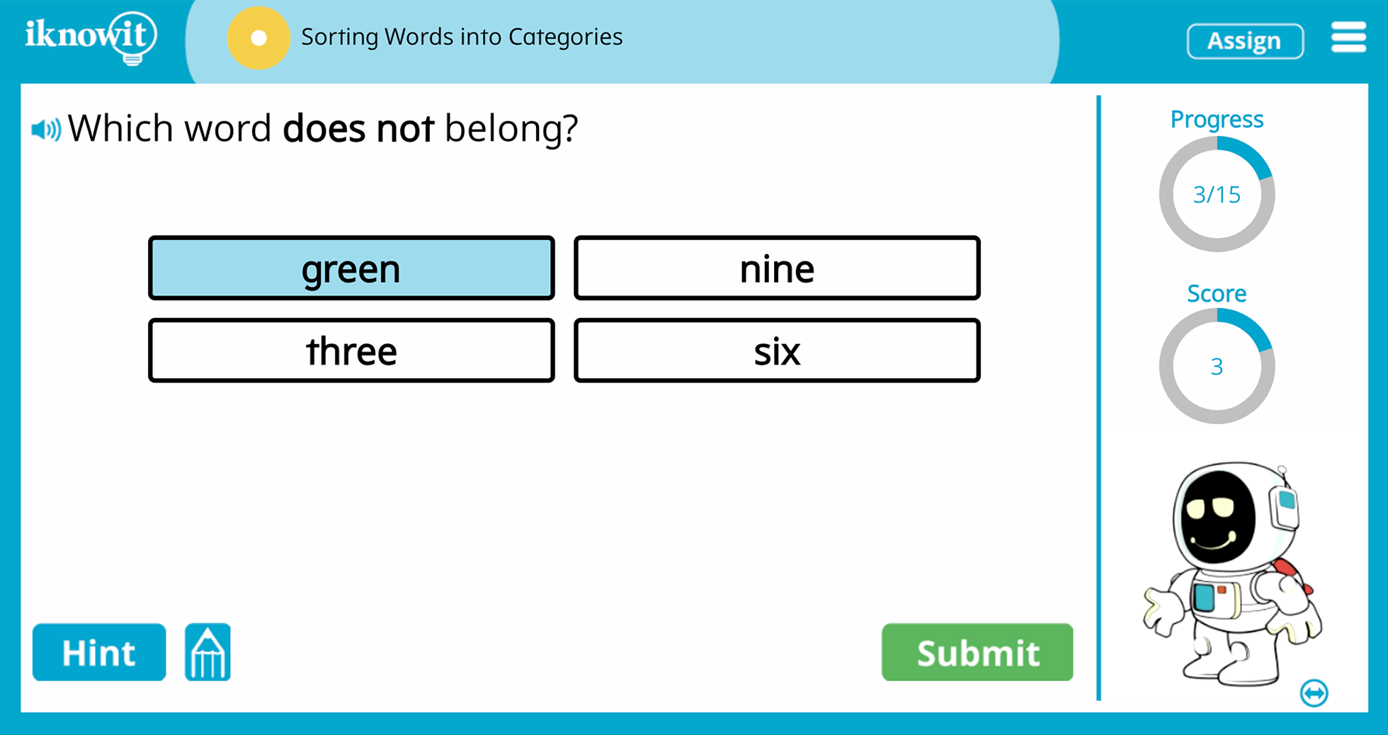 1st Grade Teaching to sort words into categories online learning Game