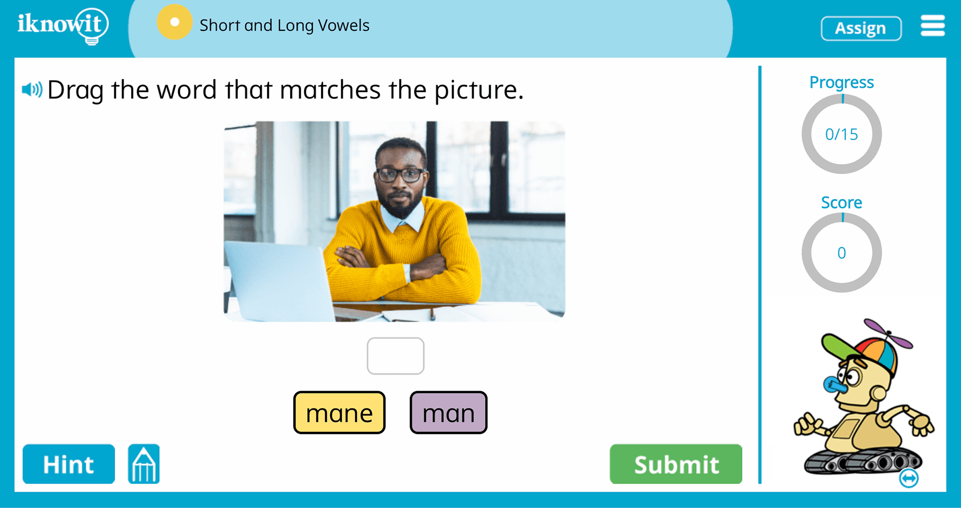 First Grade short Long Vowels Single Syllable Words Practice Interactive Game