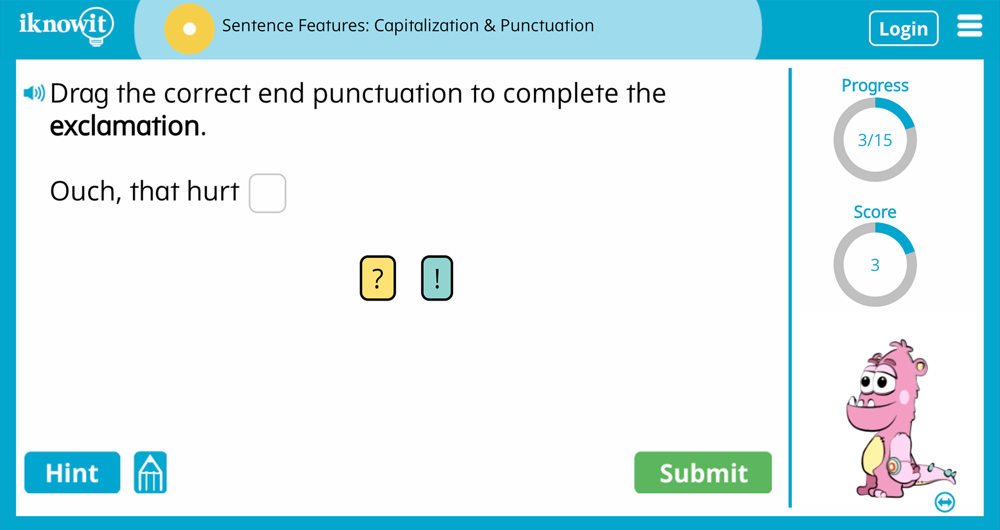 1st Grade Sentence Features Capitalization Punctuation Online Learning Activity