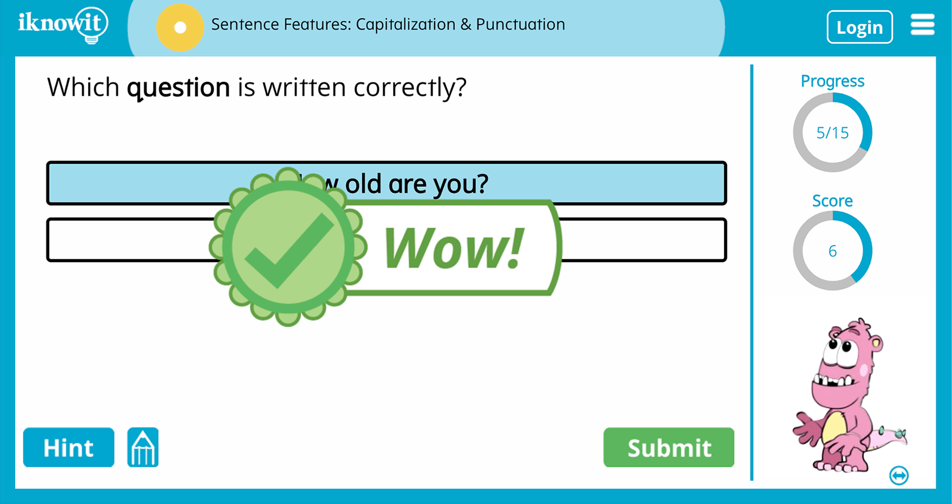 1st Grade Sentence Features Capitalization Punctuation Online Learning Lesson