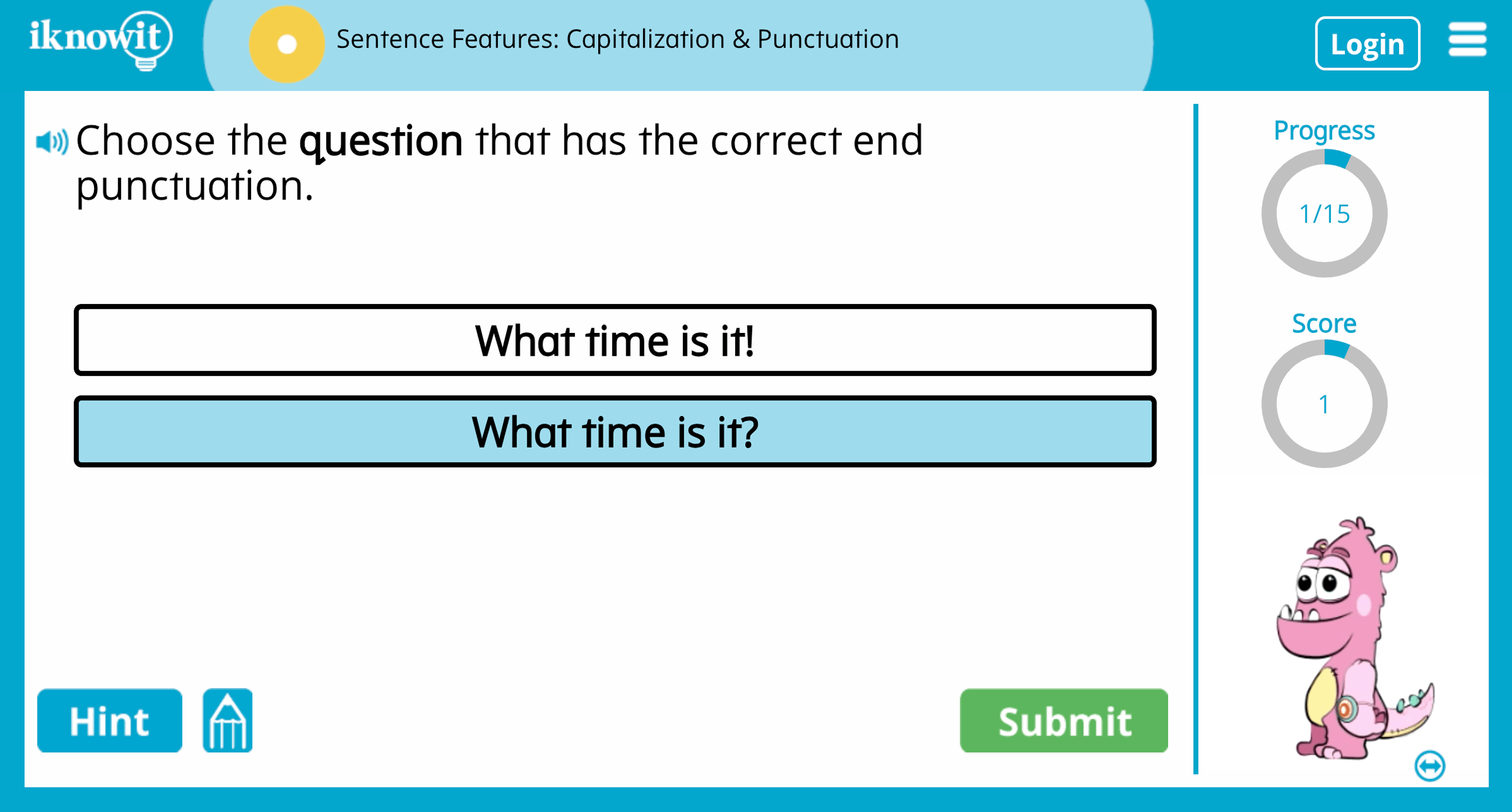 First Grade sentence Features Capitalization Punctuation Practice Interactive Lesson