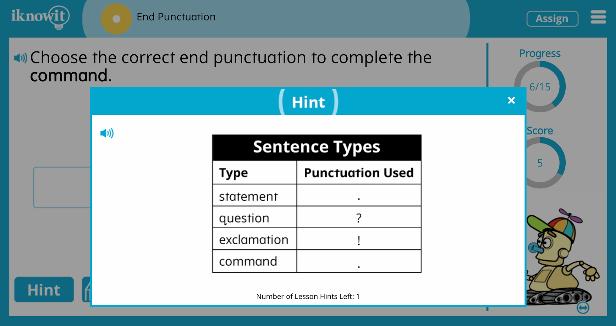 First Grade Ending Punctuation Online Learning Lesson