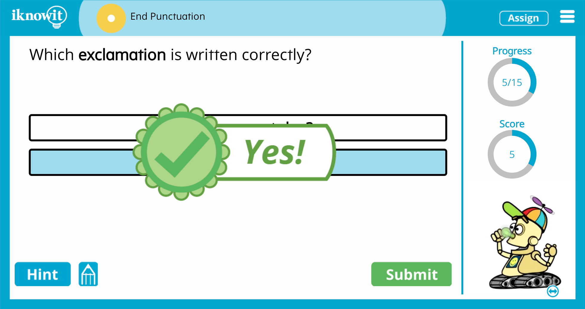 1st Grade Teaching End Punctuation Marks Interactive Activity