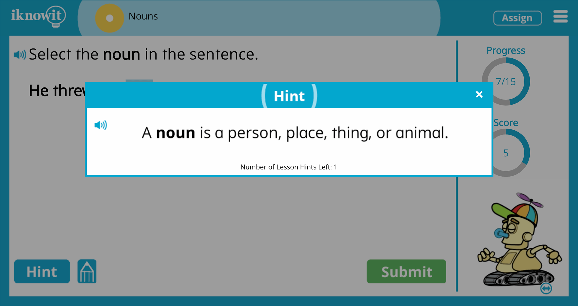 1st Grade Common Nouns Online Learning Lesson