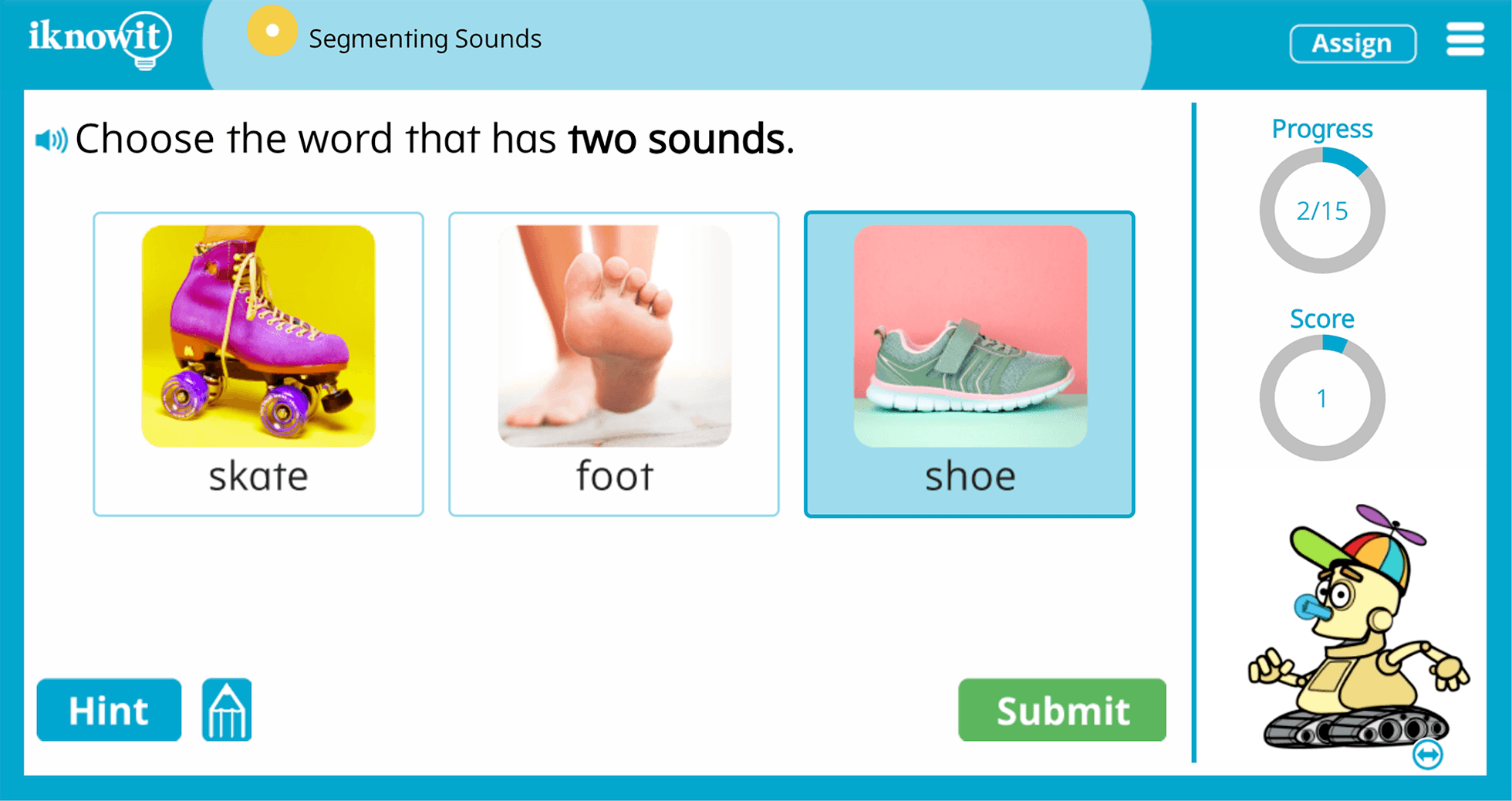1st Grade Segmenting Phonemes Practice Interactive Lesson