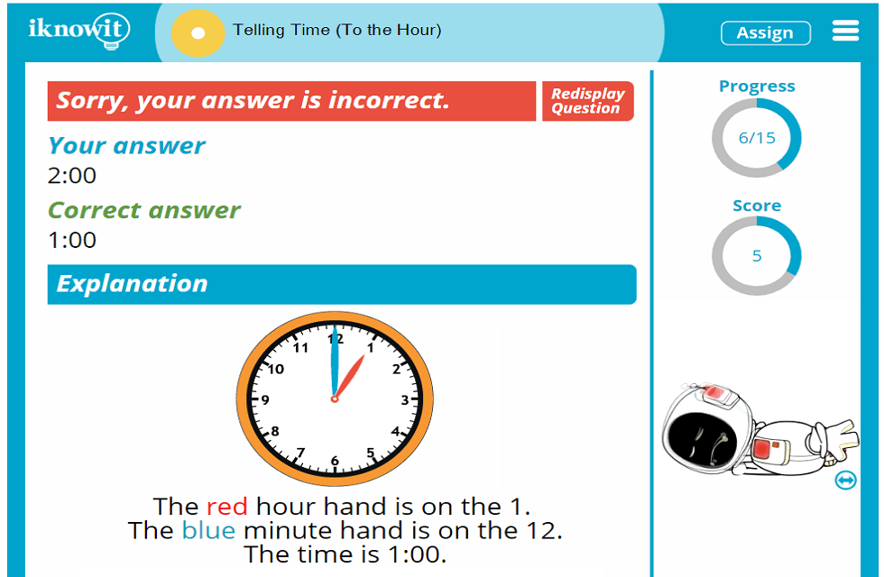 1st Grade Telling Time to the Hour Activity