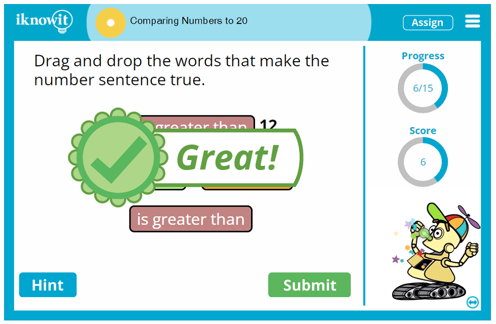 First Grade Compare Base Numbers to Twenty Lesson