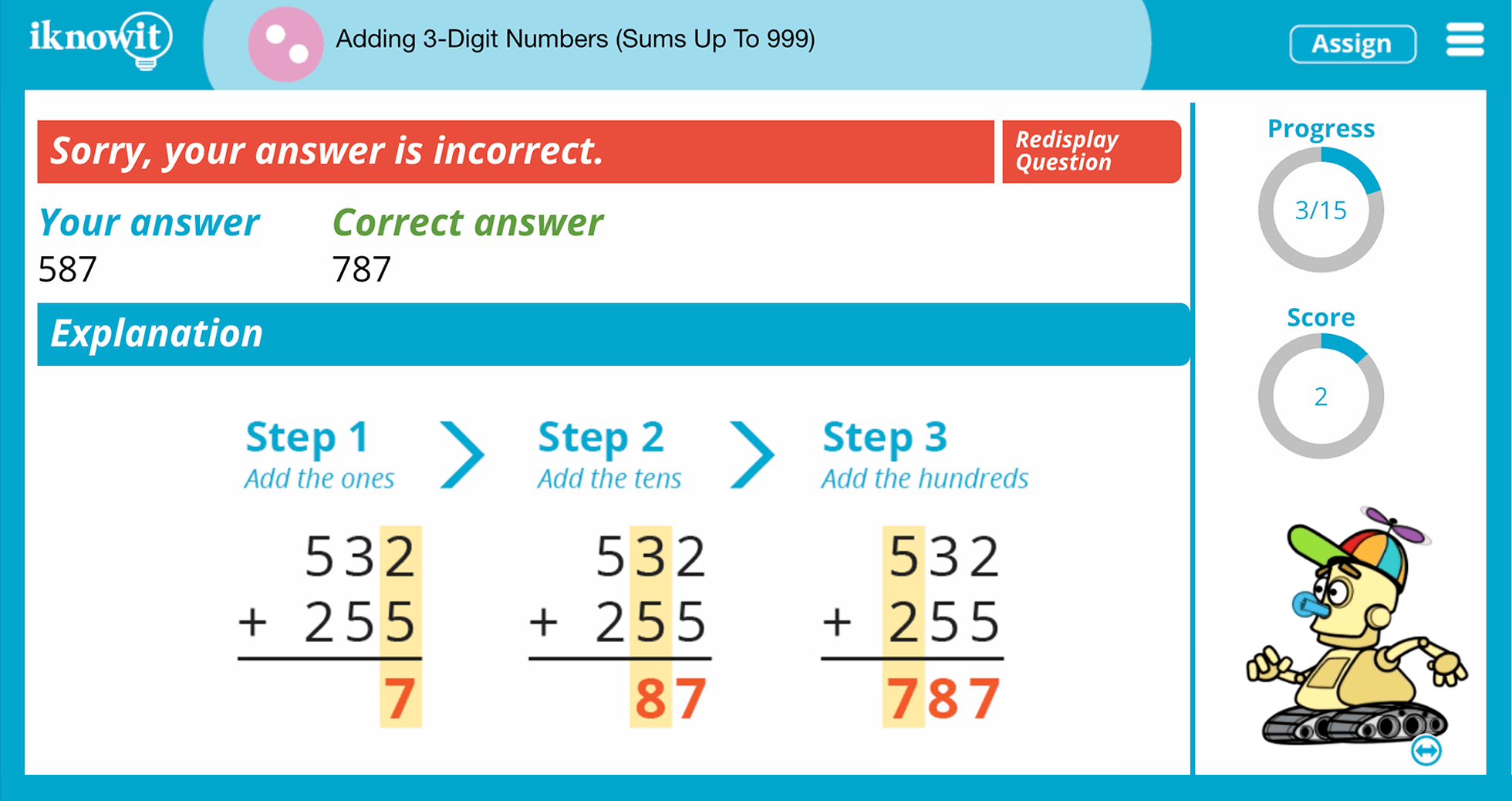 2nd Grade Adding 3 Digit Numbers 999 Online Learning Game