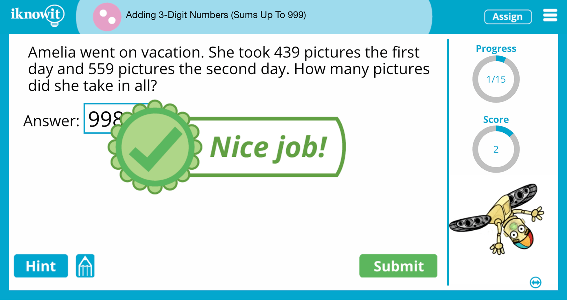 2nd Grade Adding 3 Digit Numbers 999 Online Learning Lesson