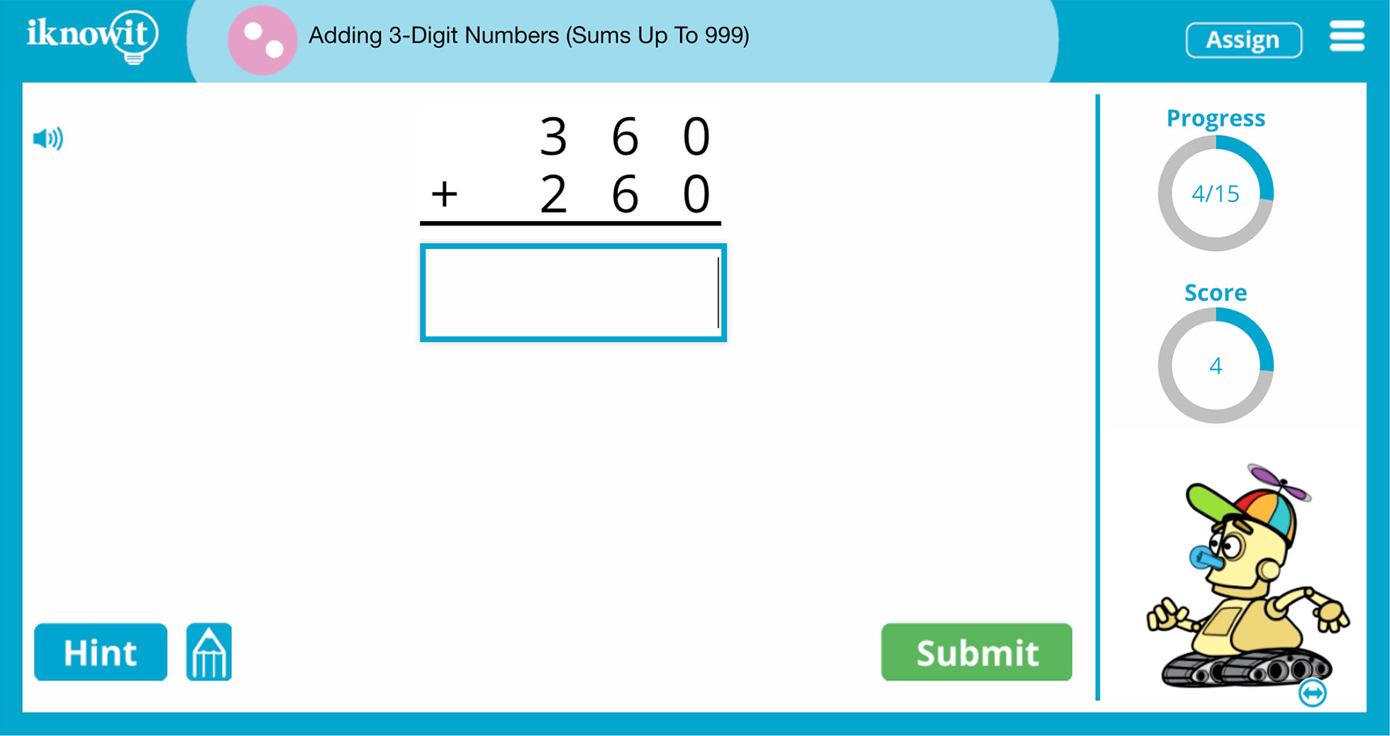 Second Grade adding 3 Digit Numbers 999 Practice Interactive Lesson