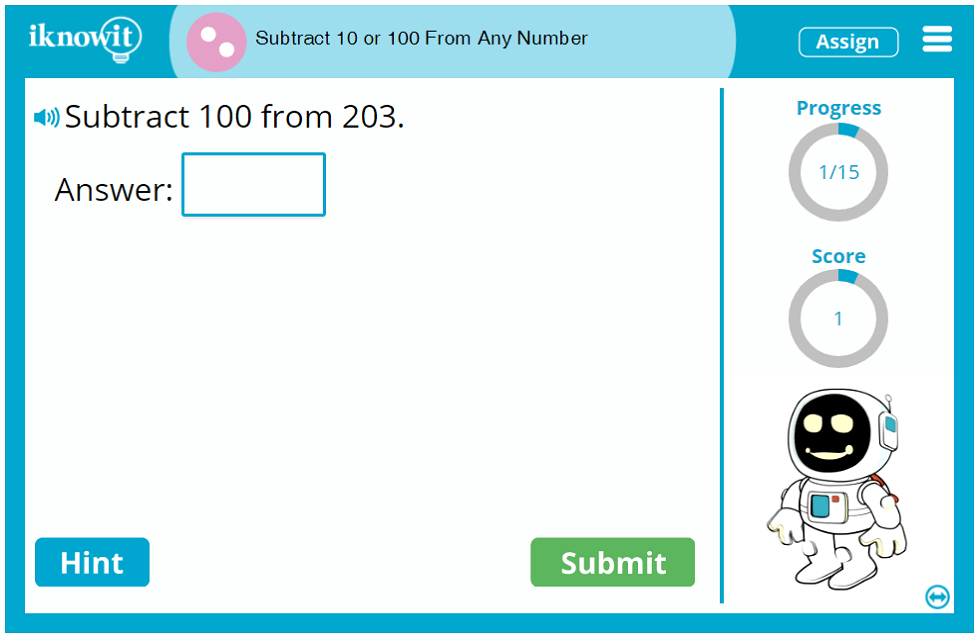 Second Grade Subtract Ten or One Hundred From-Numbers Activity