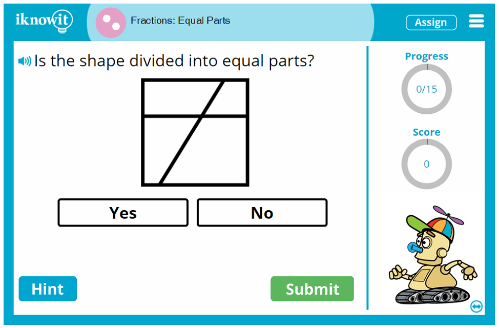 Second Grade Dividing Fraction Objects Equally Activity