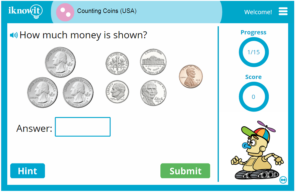 2nd Grade Counting Coins USA Game